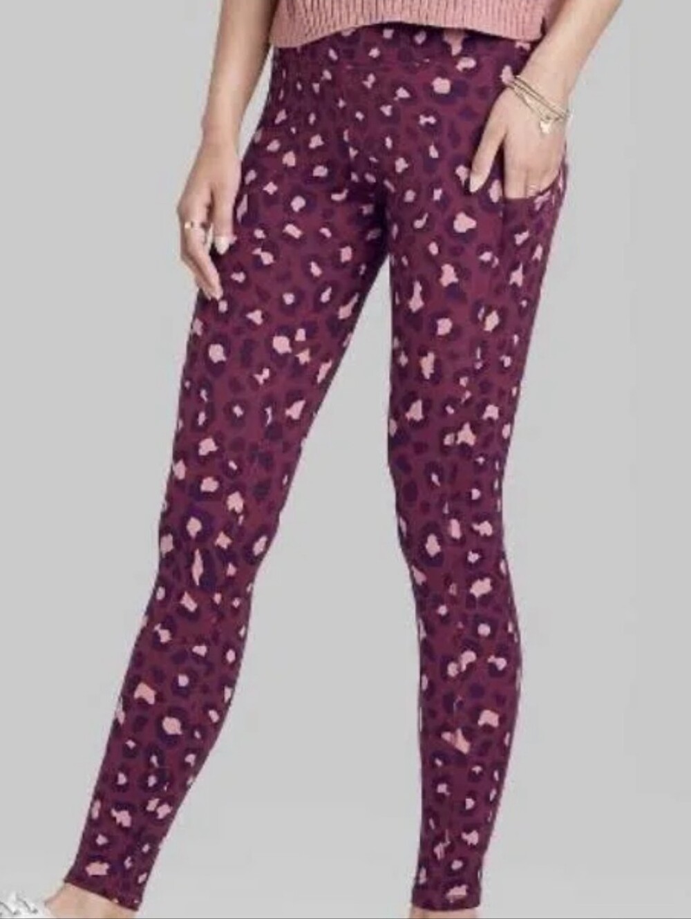 Burgundy Leopard Print Leggings